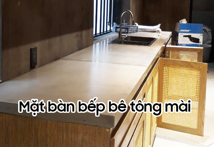 Mặt bàn bếp bê tông mài