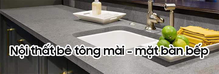 Nội thất bê tông mài - mặt bàn bếp